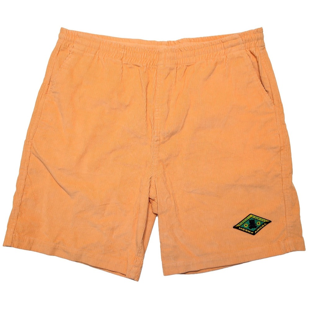 TEDDY FRESH Men's Corduroy Shorts Stretch Elastic Orange XXL 2XL